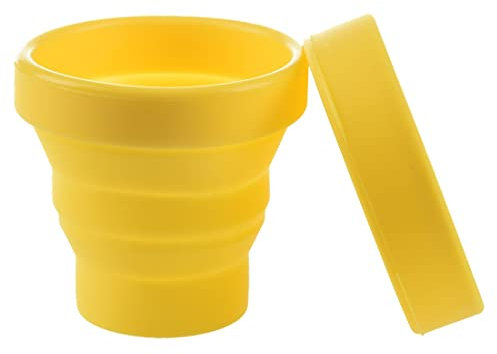 Vaso Plegable de silicón en Amarillo, Taza práctica de Viaje, asos de Agua Plegables de Silicona, Taza de Silicona Plegable al Aire Libre, Copa Plegable de Silicona para Camping Picnic (170ML)