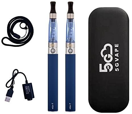 E Cigarettes eGo-T CE4 Vape Pen Starter Set 5GVAPE Shisha Starter Kit,Dual E-Cig Vape Pens,Long Lasting 1100mAh Battery,Easy Top Refill Cartridge,No E-Liquid No Nicotine (Blue)
