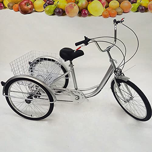 biniliubi Erwachsene Trike Dreirad Bike 3 RadräDer Mit Klappbarem Vorder Und Hinterkorb Verstellbarer HöHe FüR Senioren MäNner Frauen Erholung Einkauf (Weiß)