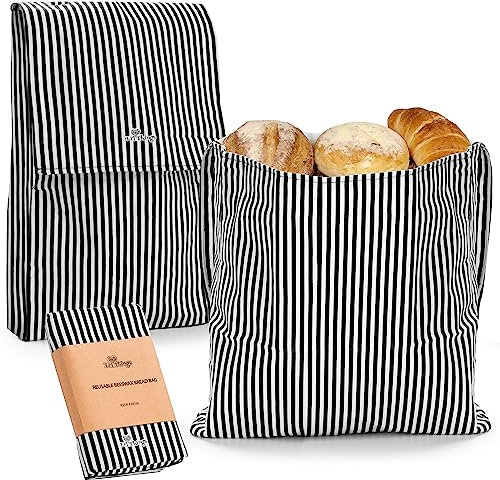 Li'l Things Umweltfreundliche, wiederverwendbare Bienenwachs-Brotbeutel | Set mit 2 Größen (33 x 33 cm) und (38,5 x 2,9 cm) | 6 verschiedene Themen | perfekte Tasche für selbstgebackenes Brot |