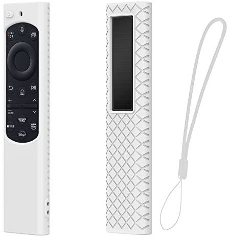 zoerbufan Custodia Telecomando per Samsung SolarCell Smart TV BN59 Series, Anti-Scivolo Cassa Copertura per Samsung QLED TV Remote Cover con Cordino (Bianco)