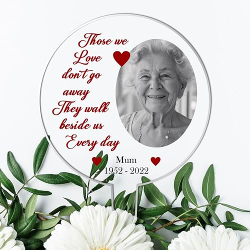 Personalised Memorial Acrylic Grave Stakes - Custom Plaque for Loved Ones Heartwarming Memorial Tribute for Ground Placement (Red Hearts)
