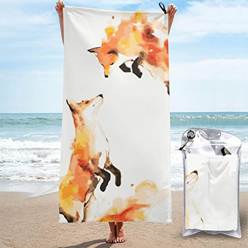 Schnell trocknendes Handtuch für Mama und Baby, Fuchs-Strandtuch, Mikrofaser, schnell trocknendes, sandfreies Handtuch, Reise-Strandtücher mit Tasche für Damen und Herren, leichtes Strandtuch, Pool,