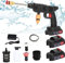 Shienfir Akku Hochdruckreiniger 24V Schnurloser Hochdruckreiniger 3,5 Mpa Power Washer Reiniger, Tragbarer Hochdruckreinige mit 2 Akku 1500mAh und Ladegerät -Kit für Auto, Garten Black