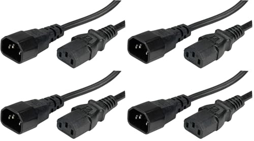ROLINE Apparate-Verbindungskabel, IEC 320 C14 - C13, schwarz, 1 m (Packung mit 4)