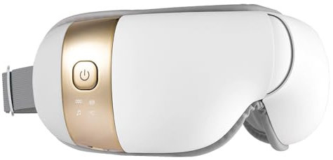 HubiCare Masseur pour les yeux avec chaleur, vibration et musique Bluetooth, soulage fatigue oculaire migraines cernes et poches, favorise détente et sommeil, pliable portable (Blanc)