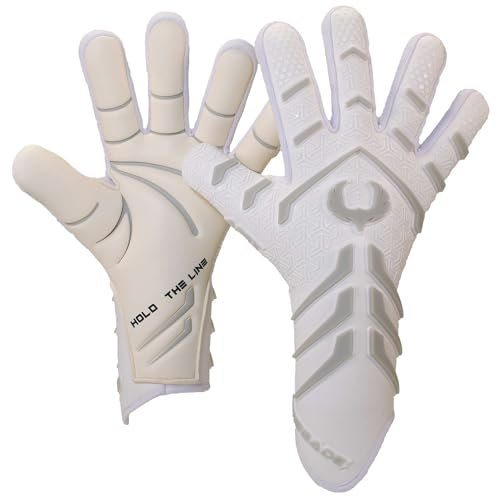 Renegade GK Apex Ghost Trägerlose Profi-Fußball-Torwarthandschuhe | 4mm EXT Contact Grip | Weiß Torwart Handschuhe (Größe 7, Jugend, Evo2 Neg. Cut, Level 5.5)