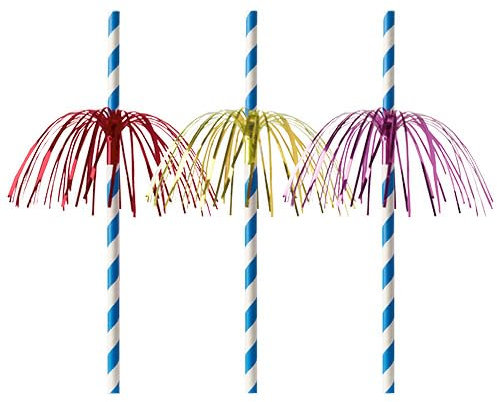 Fireworks Lot de 500 pailles en papier Bleu/blanc Ø 6 mm 20 cm