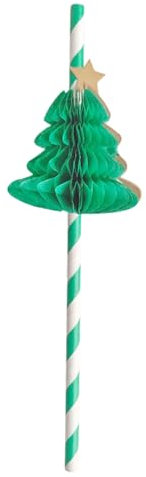 Haloppe Papierstrohhalm 3D Weihnachtsbaum Party Stroh dick kreativ grün