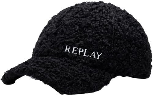 Replay Damen Cap mit Teddyfell, Schwarz (Black 0098), OneSize