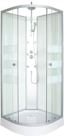 ONDÉE - Cabina de ducha hidromasaje AMELIA Blanca - En kit - cuarto de círculo 80cm