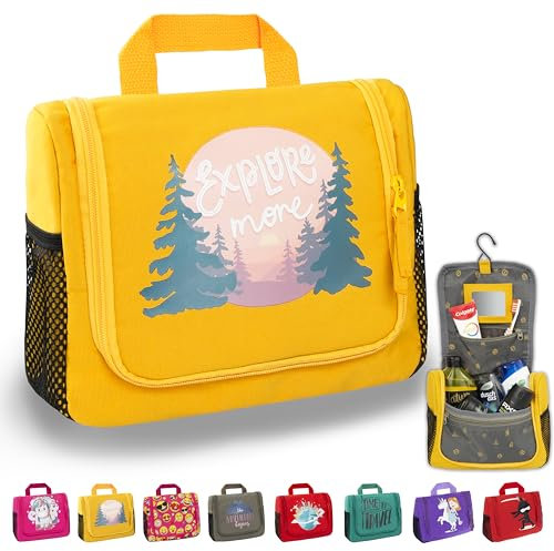 GRINSEZWERGE Trousse de Toilette pour Enfant,Trousse de Toilette de Voyage à Suspendre,Trousse de Toilette,Sac de Voyage,Trousse de Maquillage,Accessoire de Voyage