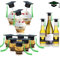 Mini Graduation Caps Decorations, 24 Pcs Small Black Grad Hats with Green Tassels Class of 2024 Cupcake Toppers Bottle Cover Decor for School College kindergarten Congrats Party Supplies Tiny Favors