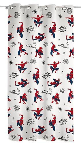Spiderman, Vorhang mit Ringen, Vorhang für Kinderzimmer, Vorhang für Innenräume, 140 x 290 cm, Marvel, offizielles Produkt, Einzelpaneel