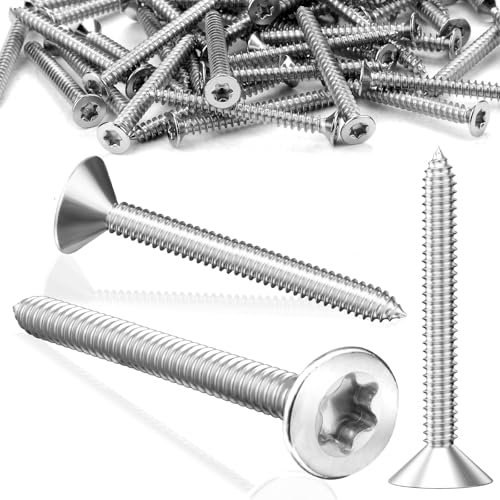 SWTYExt 120 Pièces Vis à Bois Tête Fraisée V2A Vis Inox Torx M5x30 mm Vis Bois Entièrement Fileté Vis Autotaraudeuse Dureté Élevée Vis à Tôle pour Panneaux D'aggloméré