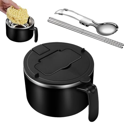 Microwave Bowl - 1200ml Instant Noodle Bowl with Handle and Lid - Food Containers Bowl with Spoon Chopsticks and Phone Holder for Soup, Fruits, Salads