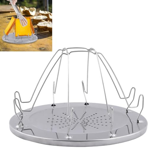 4 Camping Toaster für Kocher,Camping Toaster für Gaskocher,Edelstahl-Faltbarer Toastaufsatz,Mini Toaster Camping Zubehör mit Faltbarem StäNder für Picknick,Reisen,Gasherd