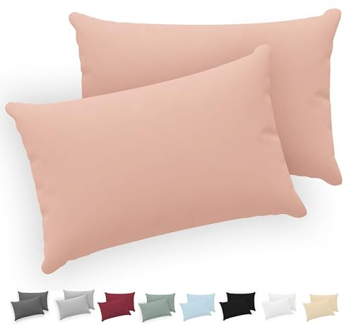 Twinzen® Kissenbezug 40x70 (2er-Set) - 100% Jersey Baumwolle 150 GSM Kissenbezüge - Rosa - Für Kissenbezüge 40x70 cm - Kissenhülle - Kissenbezug mit Reißverschluss - Oeko-Tex Zertifiziert