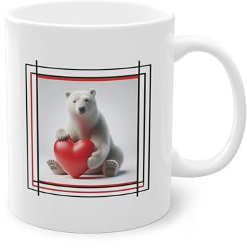 Taza Celeste Oso Polar – Ideal como regalo – Taza original para todas las ocasiones, blanco brillante