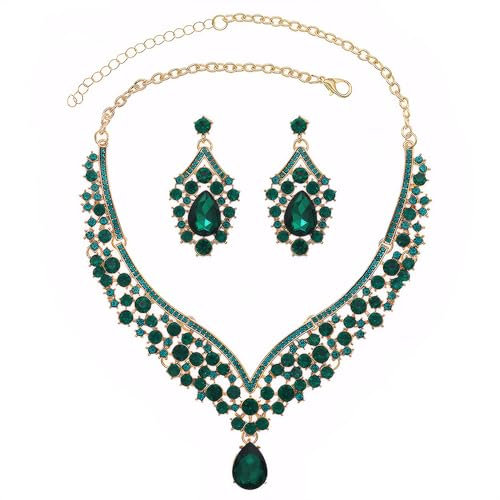TOFBS Tropfenform Strass Schmuckset Halskette Ohrringe Damen Brautschmuck Hochzeit Kristall Collier Elegant Luxus Schmuck