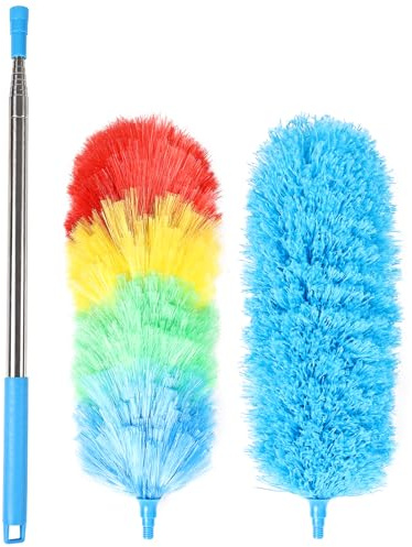 iHUFeather Extendable Rainbow Microfiber Duster for Cleaning, Dust Cleaner, Cobweb Duster, Air Condition (2pcs)