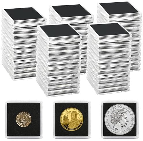 Uncle Paul 80 cápsulas para Monedas, Soportes a presión para Monedas con Juntas Negras de 5 tamaños, 20/25/30/35/40 mm, Estuches Transparentes para Monedas para Suministros de colección de Monedas