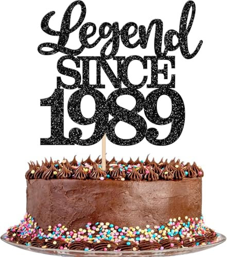 1 Stück Aufschrift Legend Since 1990 Tortenaufsatz 35 Kuchen Topper Glitter alles Gute zum 35. Geburtstag Kuchen Pick 35 Fabulous Tortendekorationen für Prost zum 35 Schwarz