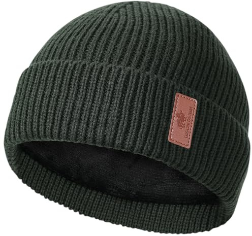 BISON DENIM Herren Strickmütze Beanie Mütze Warme Fleece Laufmütze Winddichte Wintermütze Unisex-Mütze