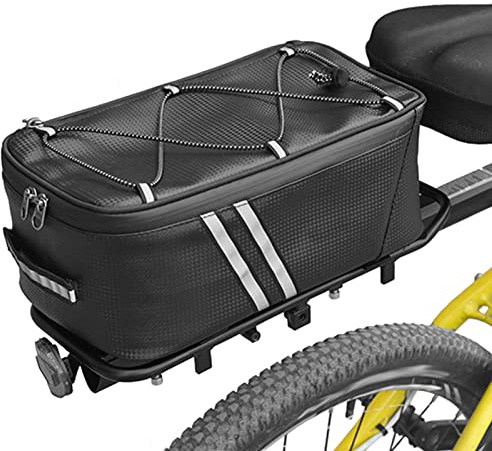 Pretfy Fahrrad-Kofferraumtasche, 7 l, Fahrrad-Hinterradtasche, wasserabweisende Fahrradgepäckträgertasche mit wasserdichter Regenhülle