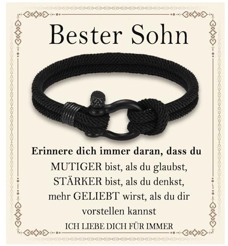 FAOMZQ Geschenke für Sohn, Armband für Teenager Jungen, Sohn Geschenke von Mama Papa Eltern zum Geburtstag Weihnachten Abschluss Einschulung