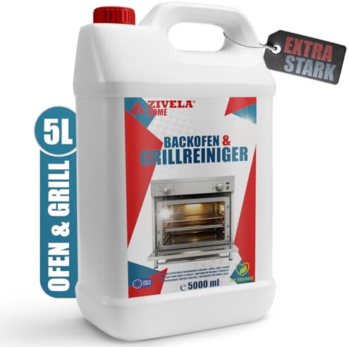 Backofen- und Grillreiniger 5L | 5 Liter Flüssigkeit | Reinigungs- und Entfettungsmittel | für Backofen, Herd und Grill und Kamine | effizient und effektiv