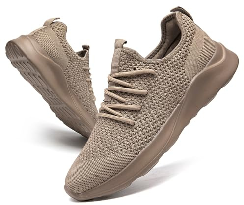 DLWKIPV Men's Trainers Lightweight Breathable Slip-On Sneakers with Anti-Slip Sole and Cushioned Casual Outdoor Sports Fashion Jogging Shoes for Running Walking Tennis Shoes Brown UK Size 7