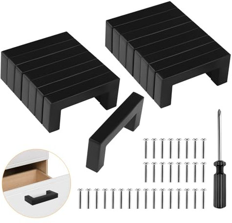 Baoweihua 16 Stück Türgriffe Küche Schwarz mit Lochabstand 64mm, Schrankgriffe mit Schrauben und Installationswerkzeugen, Geeignet für Möbel, Küche und Wohndekoration