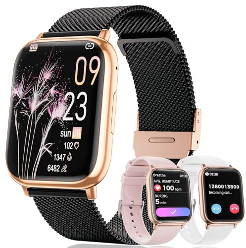 Smartwatch Donna con Chiamate Bluetooth 5.3 1.83 Orologio con del Sonno del Monitor Della Frequenza Cardiaca SpO2 Ciclo Mestruale IP68 di Fitness Pedometro Android IOS