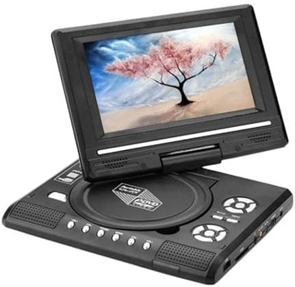 EDEDE Tragbarer DVD-Player, Tragbarer mobiler DVD-Fernseher mit integriertem Akku, drehbarer intelligenter Mini-Fernseher mit Abschaltspeicherfunktion für Anfänger
