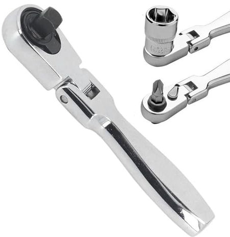 Gasea Mini Ratchet Wrench, 2 in 1 180° Rotating Flex Head Mini Ratchet, 1/4 Ratchet 72 Teeth Quick Release Ratchet Wrench Torques Socket Spanner Ratcheting Combination Wrench