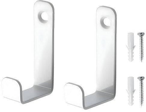 AutoPrevails 2 Stück Kleiderhaken Wand Garderobenhaken Schwerlast Wandhaken, Wandhaken U Winkel Wandhaken Zum Schrauben Garderobenhaken Weiß,Sperrige Artikel Wandhalterung (Weiß, Einzelloch 62MM)