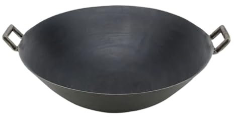 Wok en fonte à double oreille sans revêtement anti-adhésif classique camping extérieur chinois cuisinière à gaz wok poêle wok poêle (40 x 11 cm)
