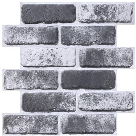 COMSTICKC Mattoni 3D Adesivi Murali Marrone, 10 Pezzi 30 x 30cm, Alta qualità PVC Pannelli Adesivi per Pietra 3D, Pannelli Decorativi per Soggiorno, Bagno, Cucina