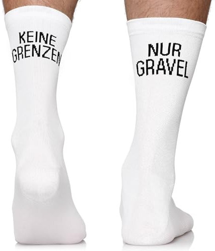 TODO Gravel Socken Herren. Lustige Rennrad und Schotter Socken Herren. Radsocken Motiv Fahrradsocken (Keine Grenzen Nur Gravel 43-46)