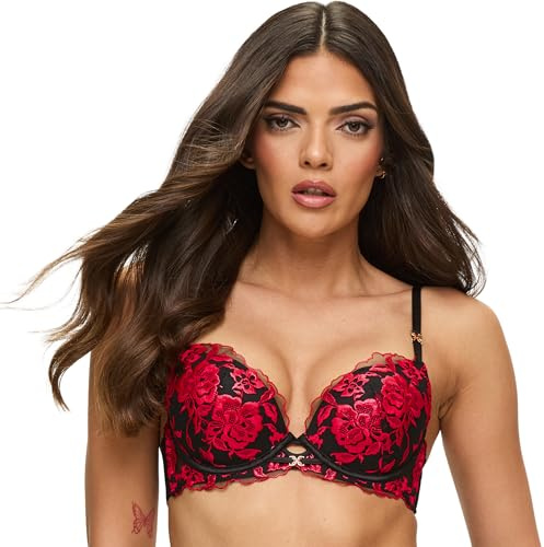 Ann Summers Endless Attraction Padded Plunge Bra – Underwired Bra with Floral Embroidery & Gold Hardware – Sculpting Women’s Underwear – Bold & Supportive Womens Lingerie