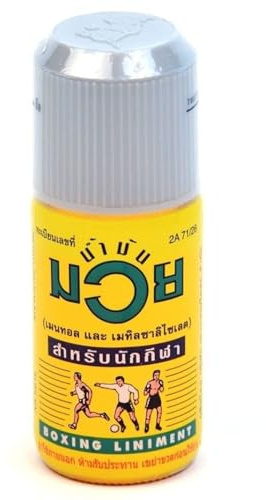 Muay Thai Boxing Liniment Oil 120 ml – Massageöl zum Aufwärmen vor dem Sport – Kräuteraromen – Flasche mit Ausgießer – Vor und nach dem Training