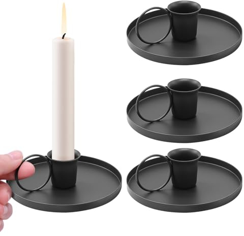 WYYFXY® 4 Stück Kerzenständer Stabkerzen Vintage Kerzenständer Schwarz Kerzenhalter Stabkerze mit Griff Stabkerzenhalter Stabkerzenständer, für Esszimmer Schlafzimmer Hochzeiten Festtagsdekoration