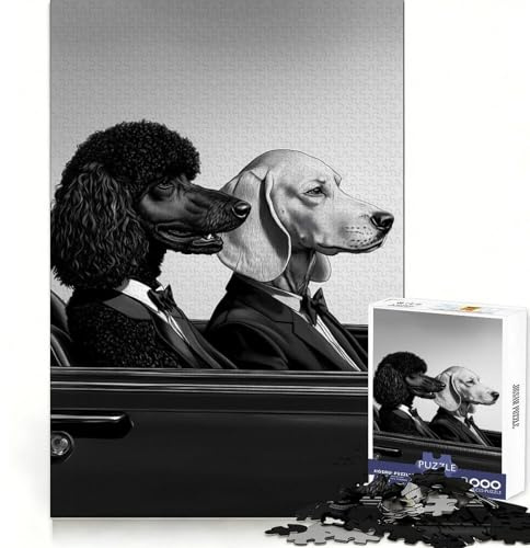 Pulp Fiction Hunde-Puzzle für Erwachsene, 1000 Teile, Denkspiel, langsames und genussvolles Zusammensetzen, (38x26cm)