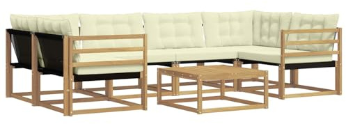 vidaXL Outdoor-Sofagarnitur 7 pcs Weiß und Creme 79 x 79 x 37 cm, Garten, modernes Outdoor-Sofa, gemütliches Möbel, langlebige Lounge, perfekte Terrasse-Sitzgruppe