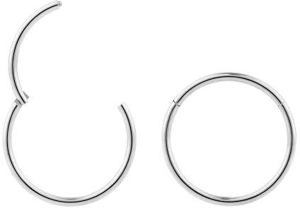 365 SLEEPERS 2PCS Titanium Implant Grade 18G 6mm - 13mm Hinged Hoop Segment Lip Nose Ring Septum Helix Tragus Body Jewellery Earrings (8mm)