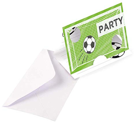 Amscan 9903016 - Kicker Football Kids Birthday Party Invitations with Envelopes - 8 Pack, Green
