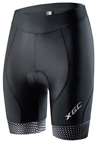 XGC Damen Kurze Radlerhose und Radunterhose Radsportshorts Fahrradhose für Frauen elastische 3D Schwamm Sitzpolster mit Einer hohen Dichte (Black_White, S)