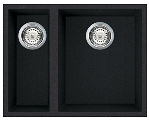 Elleci Quadra 150 1.5 Bowl Granite Black Undermount Kitchen Sink & Waste