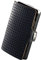 I-CLIP Original Slim Wallet - Leder Geldbörse mit Geldklammer - Lochprägung Schwarz mit schwarzem Rahmen